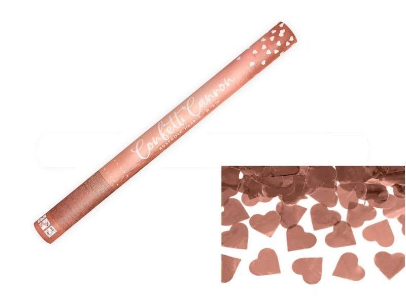 Konfety 60cm - METALICKÉ RŮŽOVO ZLATÉ / ROSE GOLD SRDCE - Svatba