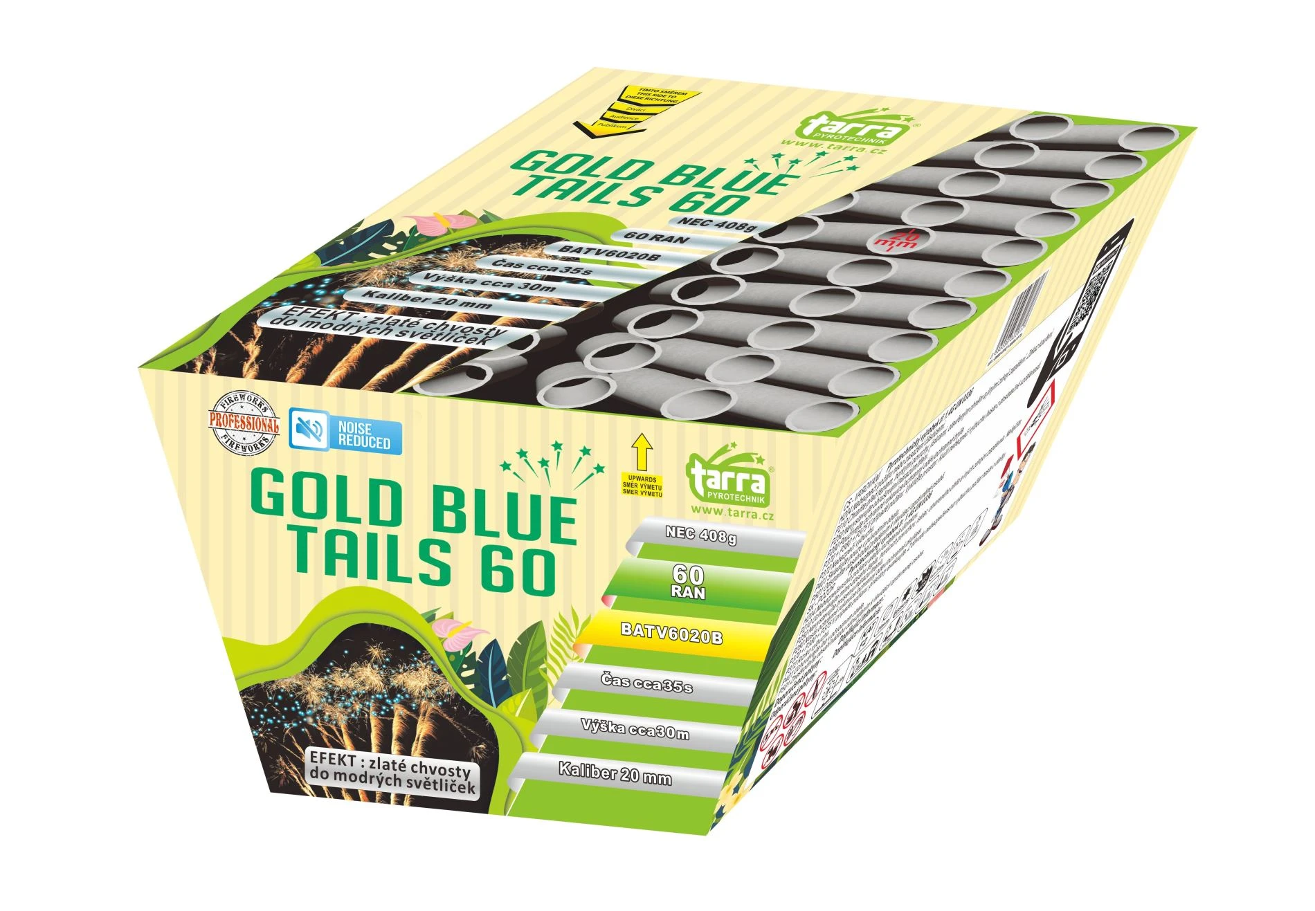 BATERIE VÝMETNIC GOLD BLUE TAILS 60 RAN - TICHÝ OHŇOSTROJ - GREEN LINE 4/1