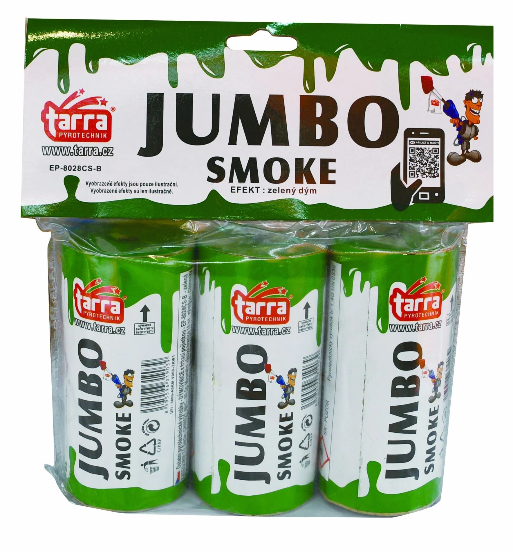 DÝMOVNICE - JUMBO SMOKE -  ZELENÁ - 3ks - 16/3  trhací pojistka