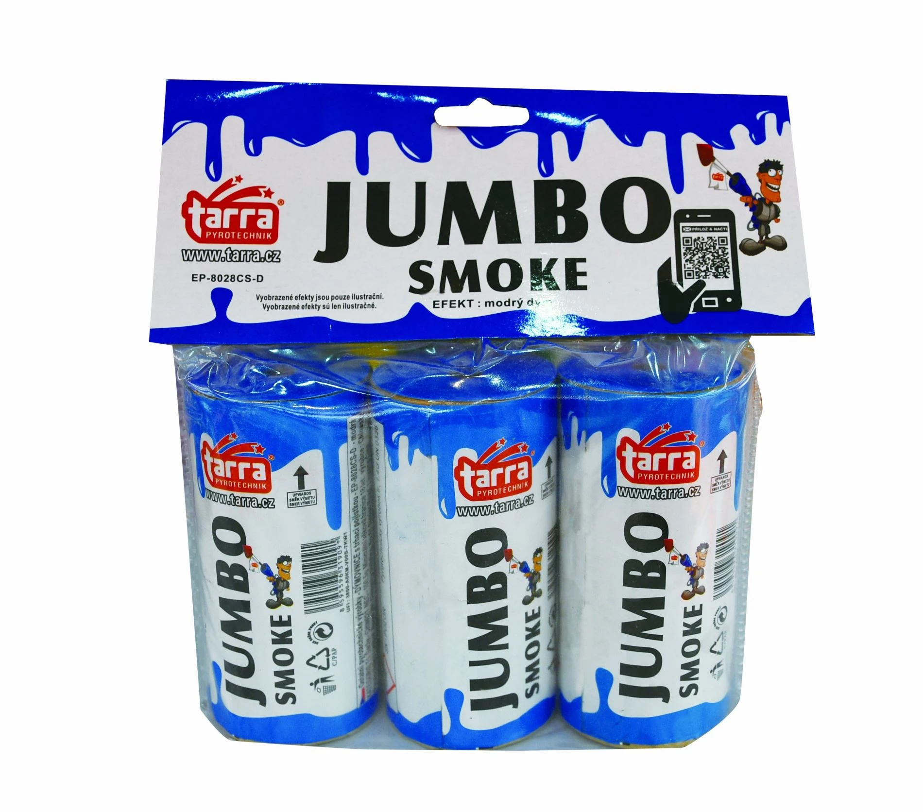 DÝMOVNICE - JUMBO SMOKE -  MODRÁ - 3ks - 16/3  trhací pojistka