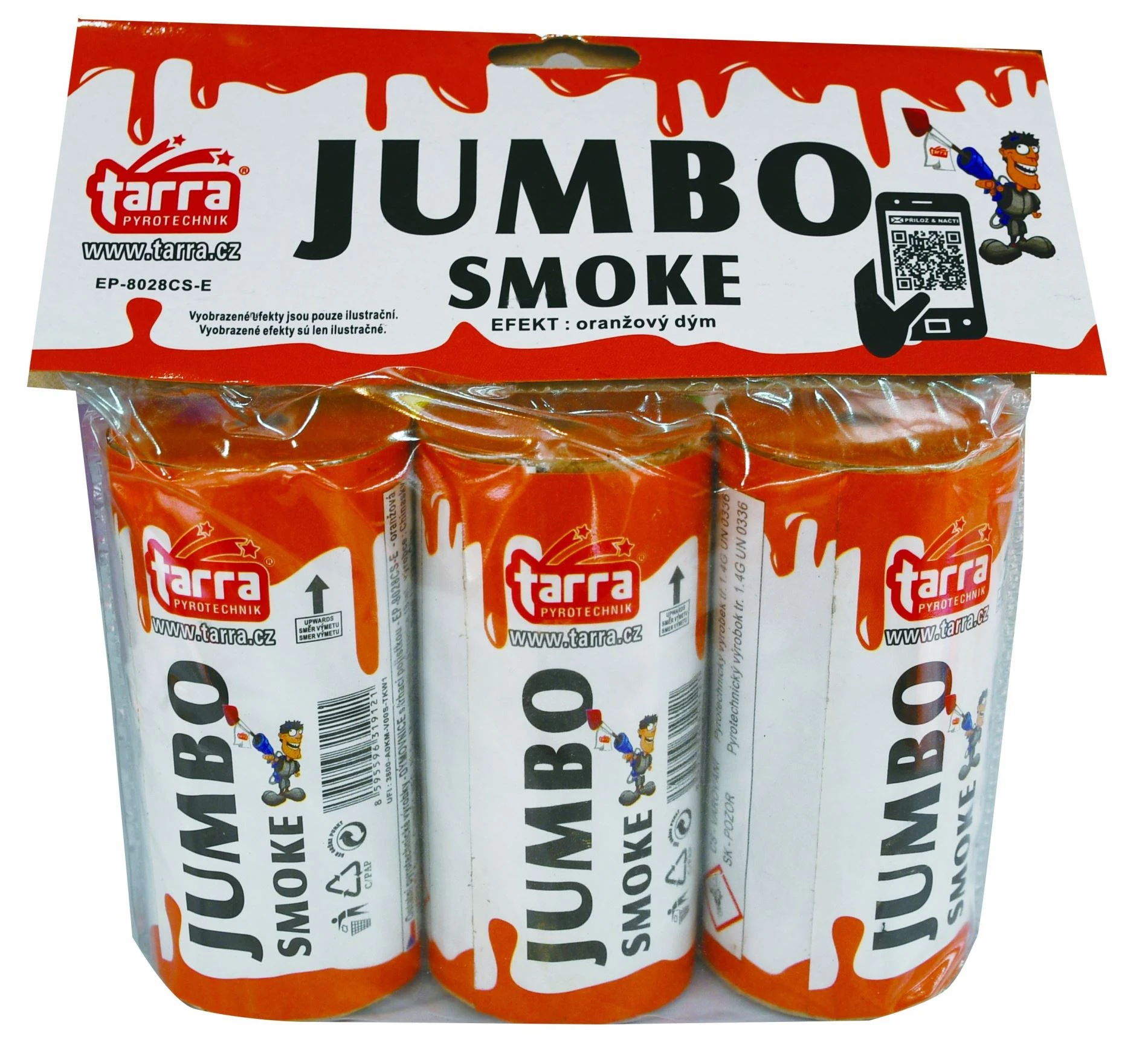 DÝMOVNICE - JUMBO SMOKE -  ORANŽOVÁ - 3ks - 16/3  trhací pojistka