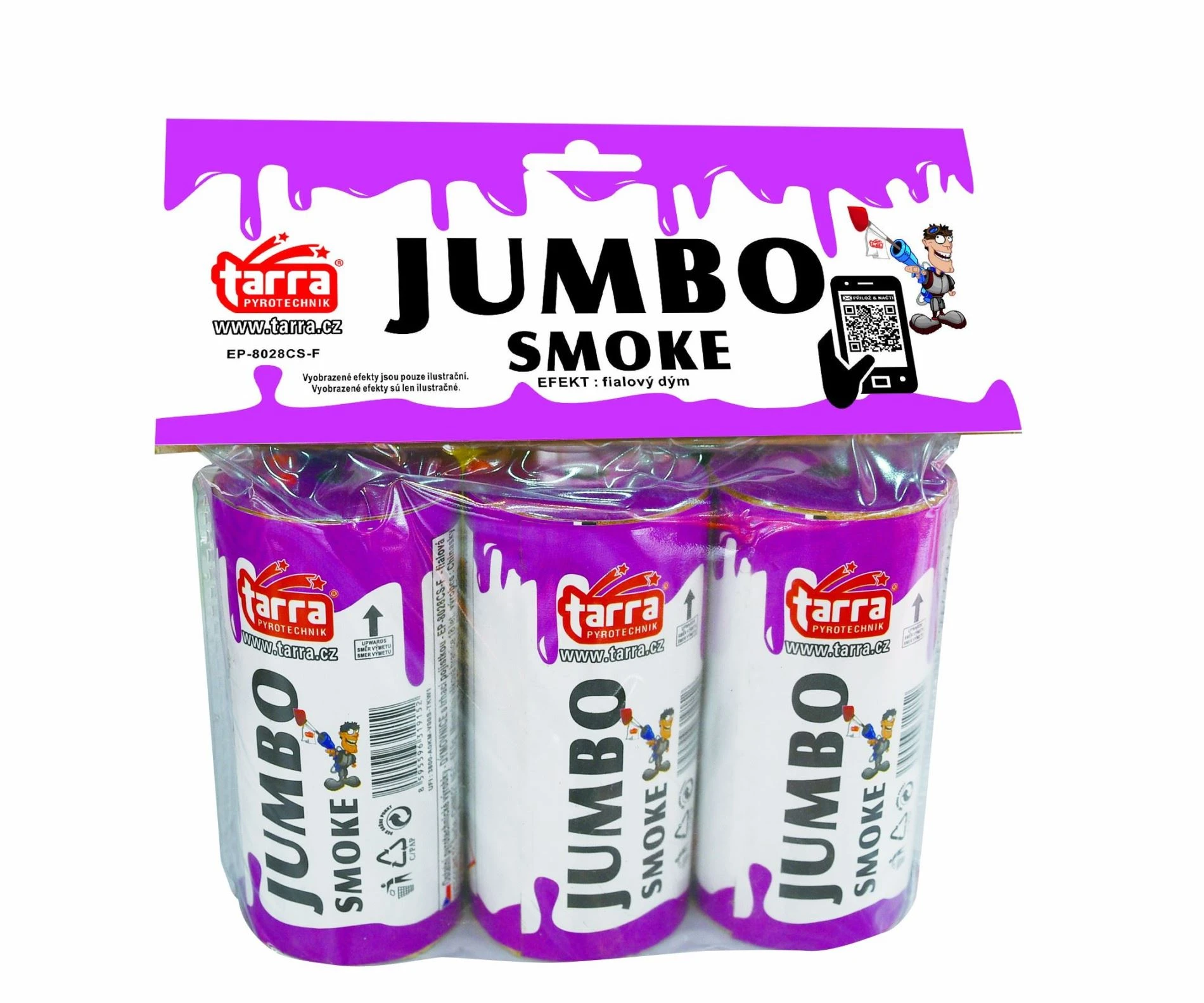 DÝMOVNICE - JUMBO SMOKE -  FIALOVÁ - 3ks - 16/3 trhací pojistka